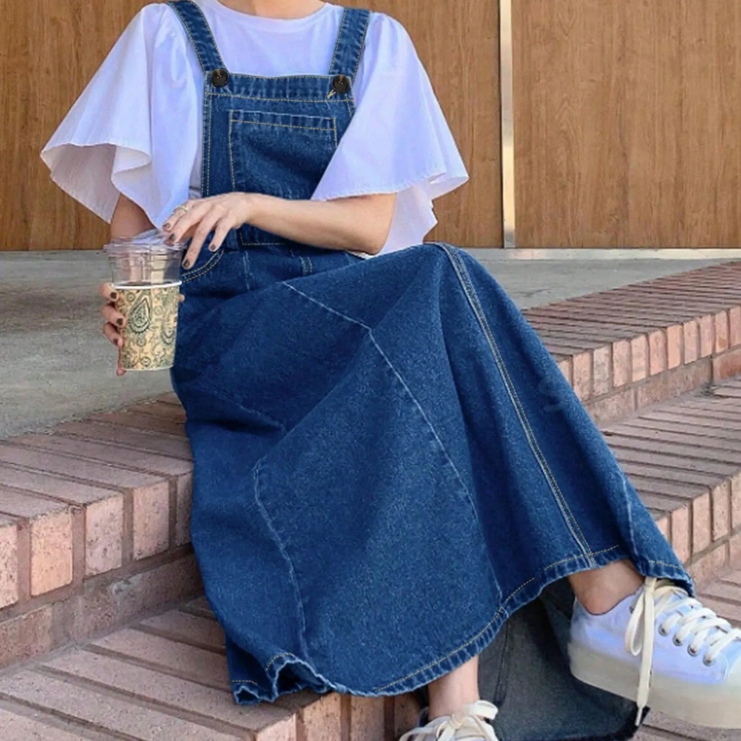 Women Strap High Waist Suspender Skirt