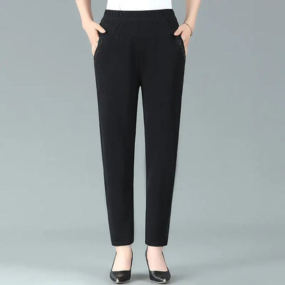 Women's Summer Ankle-Length Elastic Waist Pants