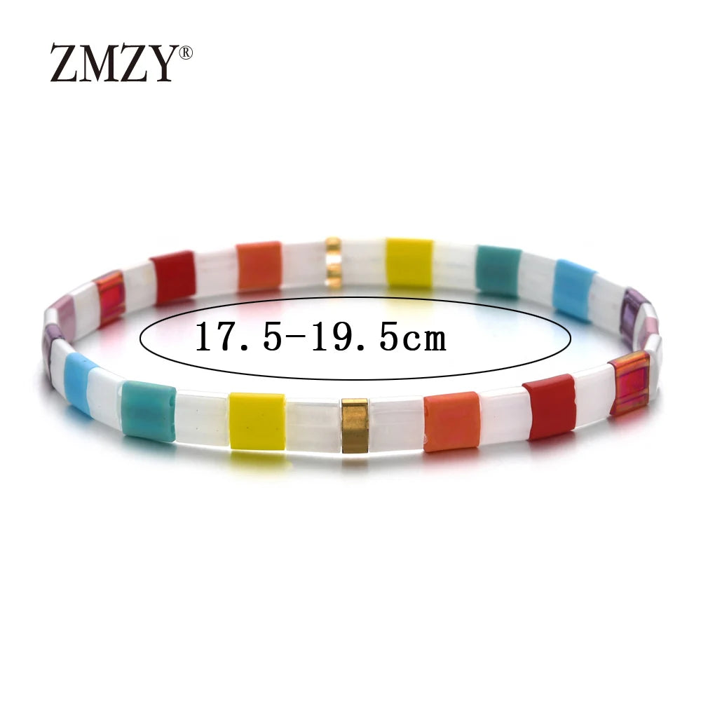 Women's Tila Beads Elastic Geometric Bracelet