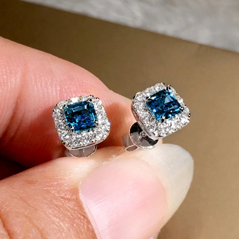 Womens Wedding Stud Zircon Earrings