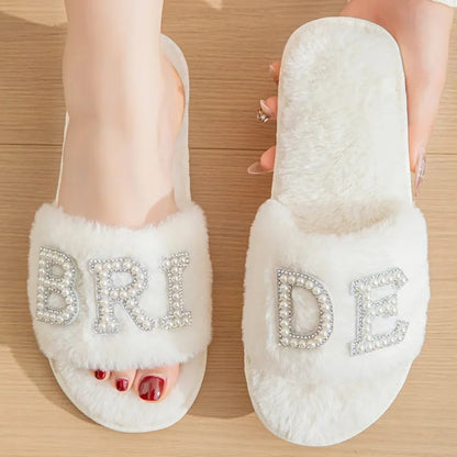 Women's Winter Crystal Furry Plush Slippers