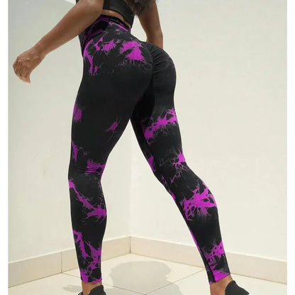 Women's Yoga Basic Tie Dye Tummy Control Sports Leggings