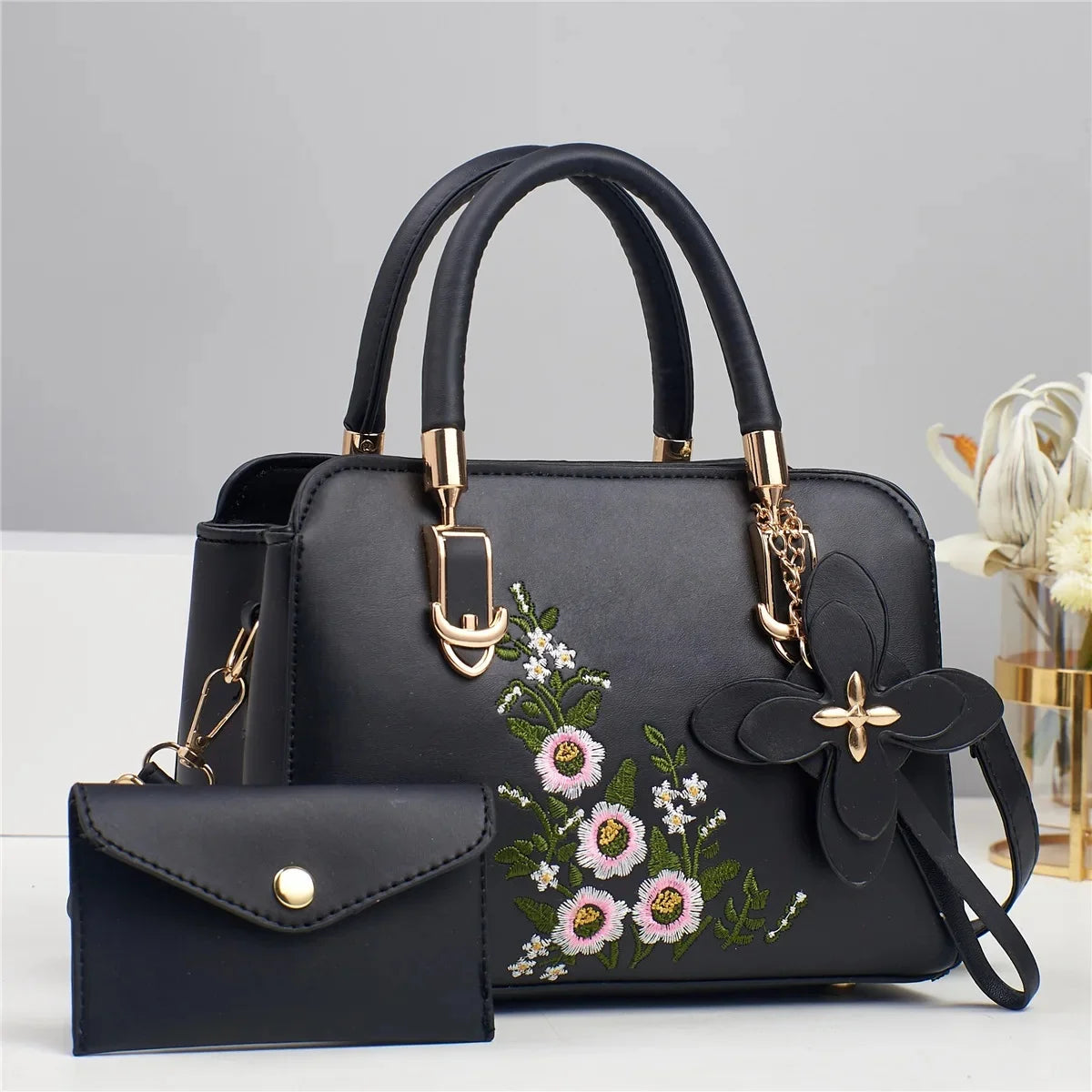 Women's Mini Zipper Floral Shoulder Bag