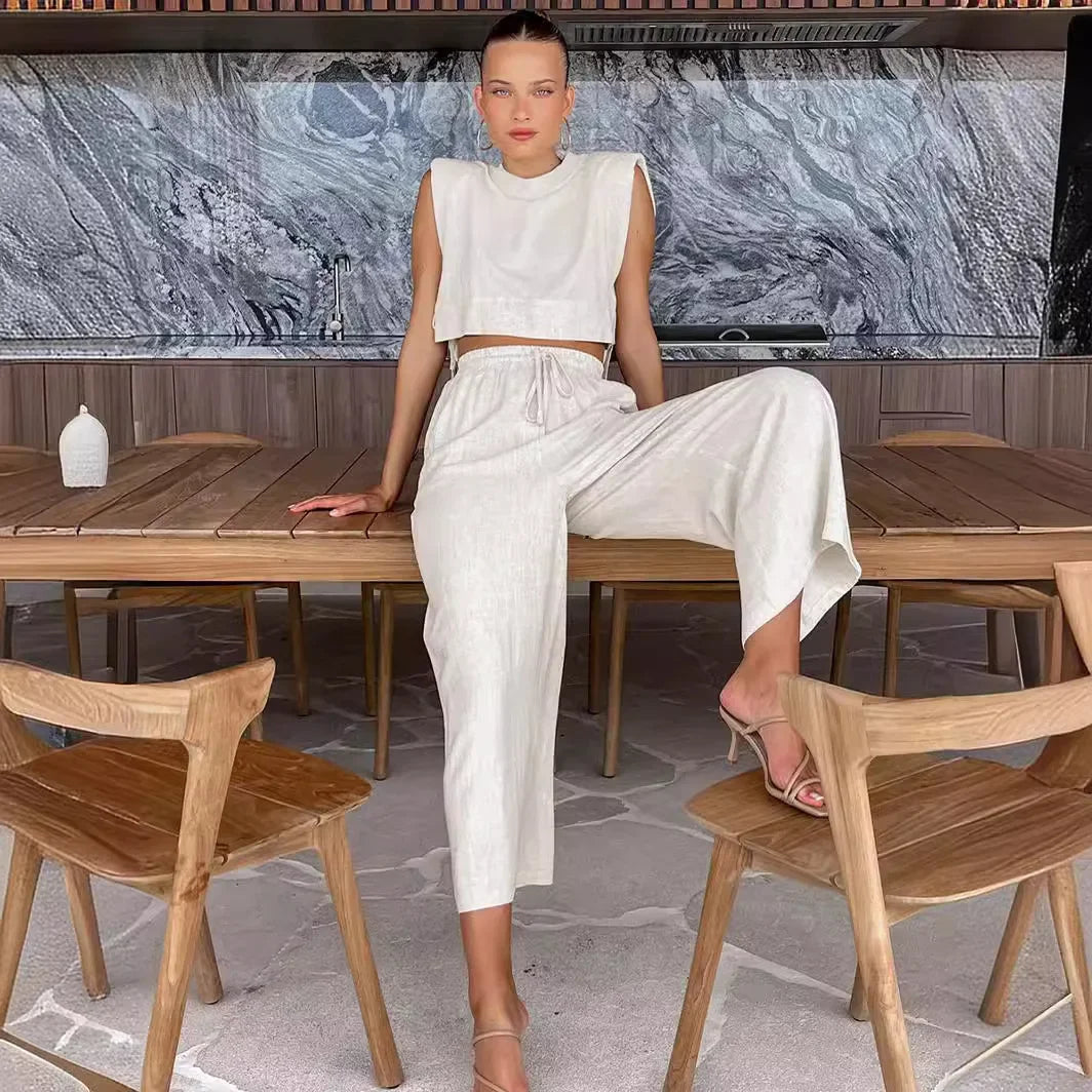 Women's 2 PC Summer Halter Crop Top Set