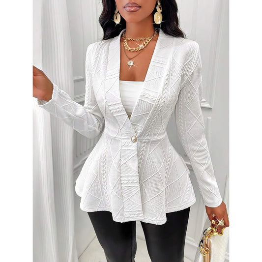 Women's Autumn Winter Long-Sleeved Jacquard Blazer