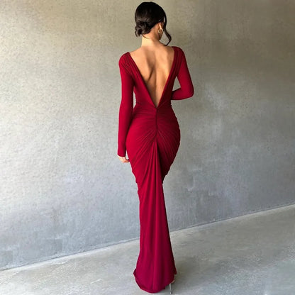 Women's Backless Bodycon Maxi Dress