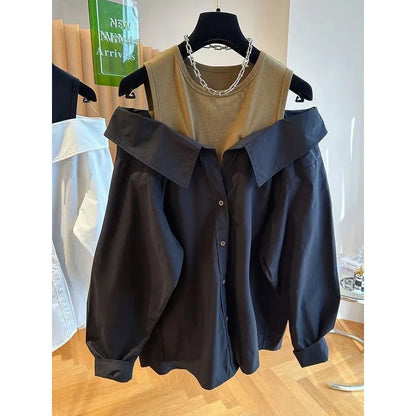 Women's Button Straps Off-Shoulder Tops