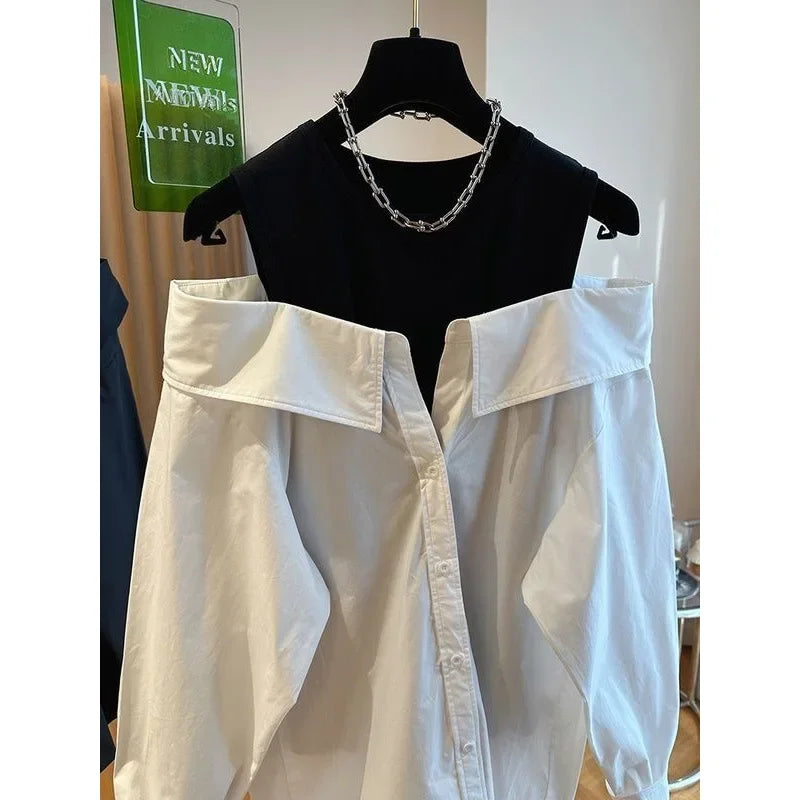 Women's Button Straps Off-Shoulder Tops