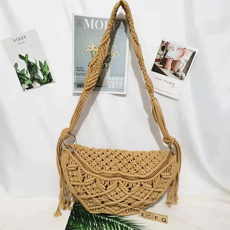 Women's Cotton Crochet Hollow Out Hand Woven Bag