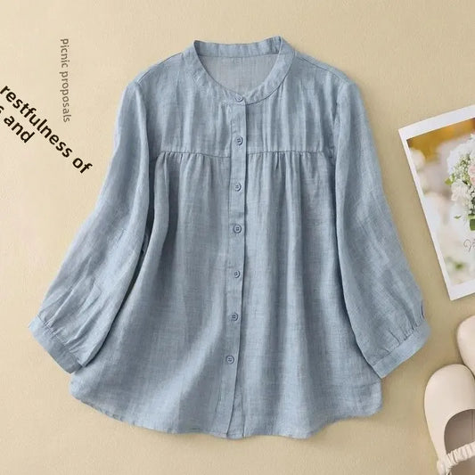 Women's Cotton Linen Loose Fit Button up Shirts