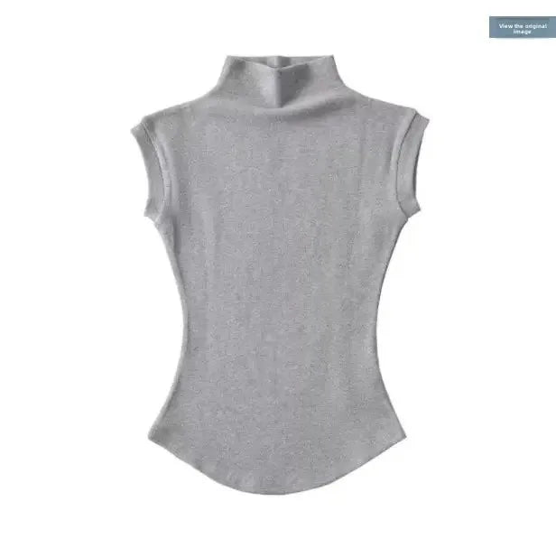 Women's Cropped Sleeveless Turtleneck Sweater