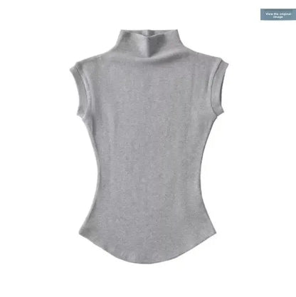 Women's Cropped Sleeveless Turtleneck Sweater
