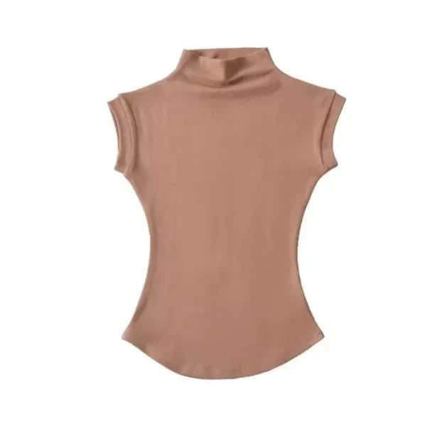 Women's Cropped Sleeveless Turtleneck Sweater