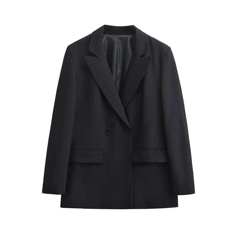 Women's Double-Breasted Cotton Full Sleeve Blazer