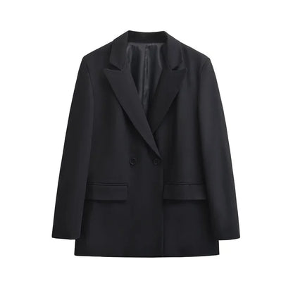 Women's Double-Breasted Cotton Full Sleeve Blazer