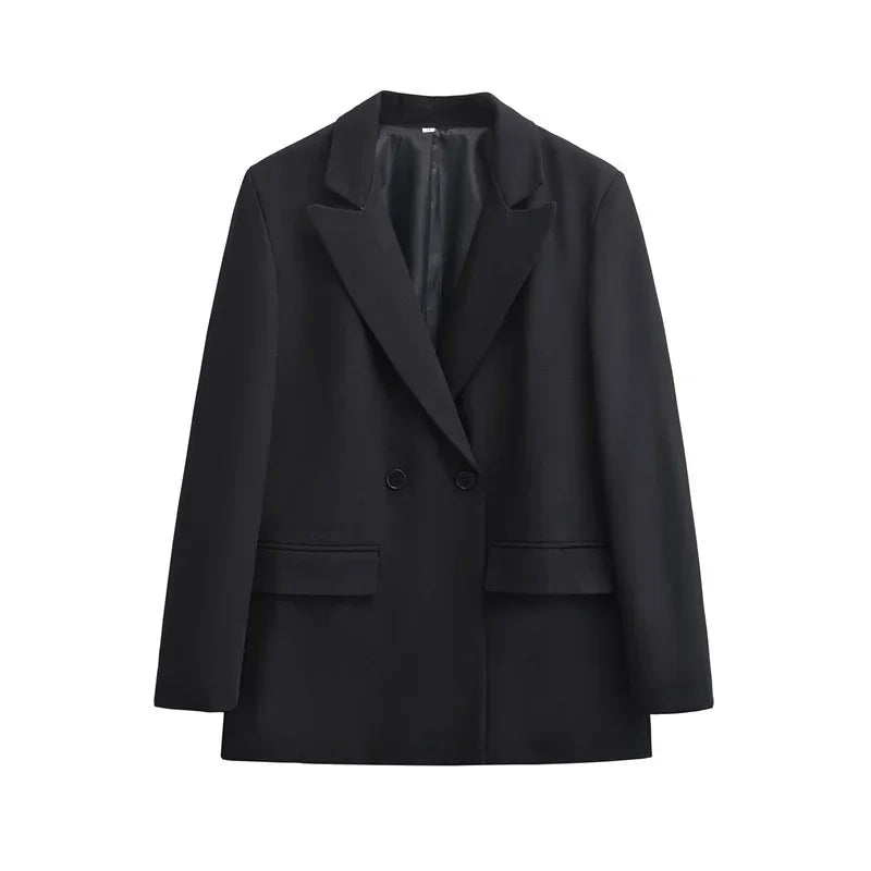 Women's Double-Breasted Cotton Full Sleeve Blazer