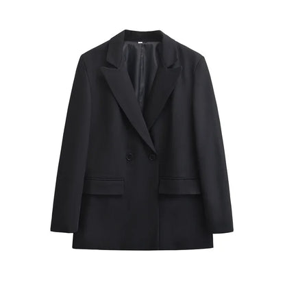 Women's Double-Breasted Cotton Full Sleeve Blazer