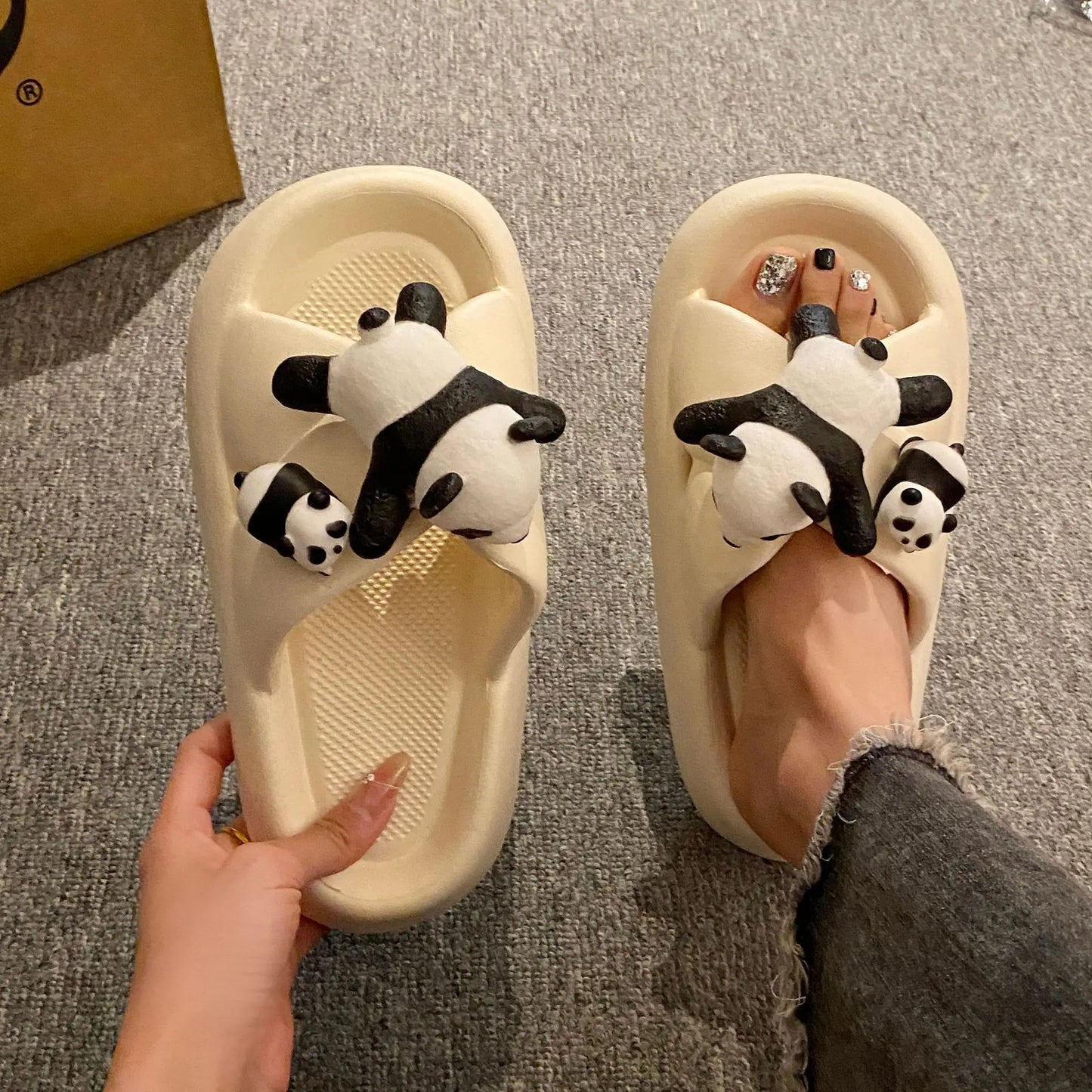 Women's EVA Platform Cute Pandas Slippers