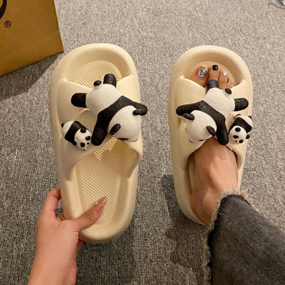 Women's EVA Platform Cute Pandas Slippers