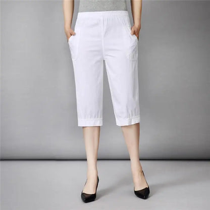 Women's Loose Elastic Cotton Cropped Pants