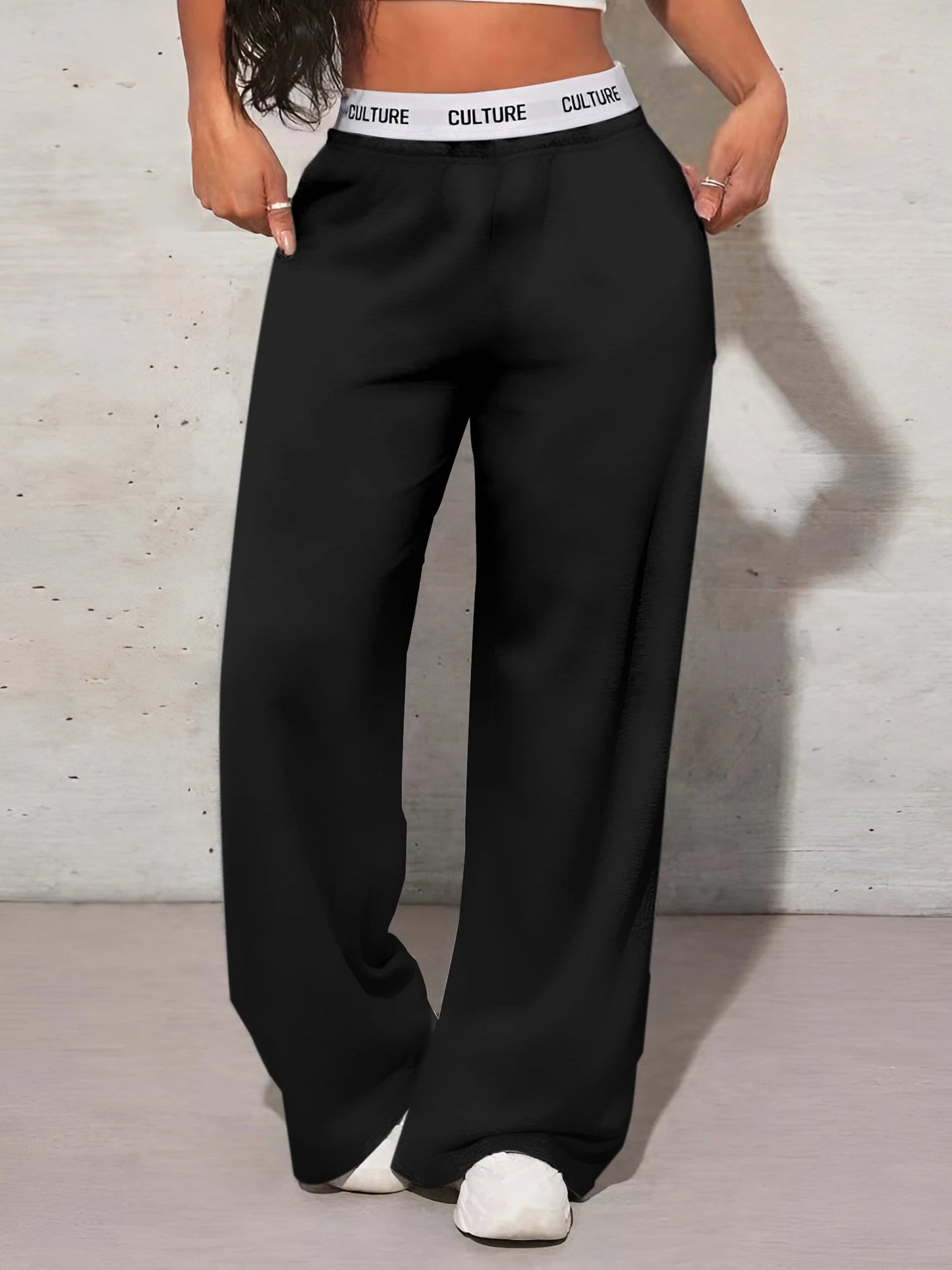 Women's Elastic Loose High Waist Drawstring Linen Pants