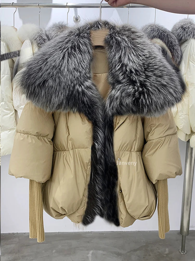 Women's Fox Fur Collar Thick Duck Down Puffer Coat