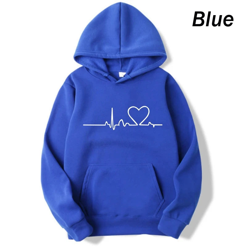Women's Full Sleeve Heartbeat Print Hoodie