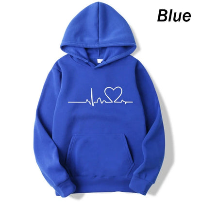 Women's Full Sleeve Heartbeat Print Hoodie
