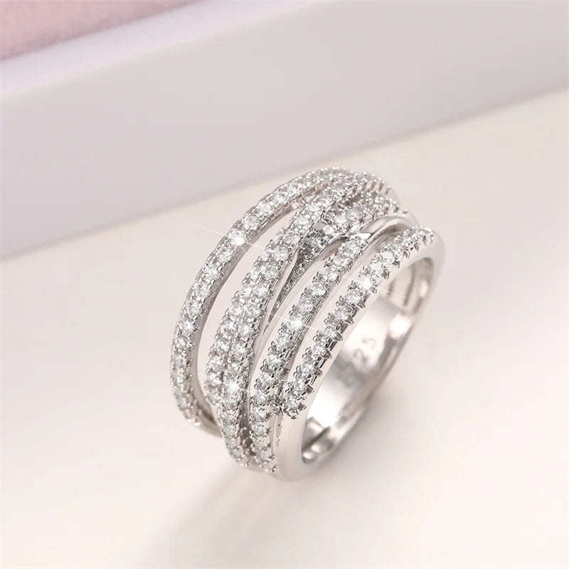 Women's Full Paved CZ Stone Wedding Bands Rings