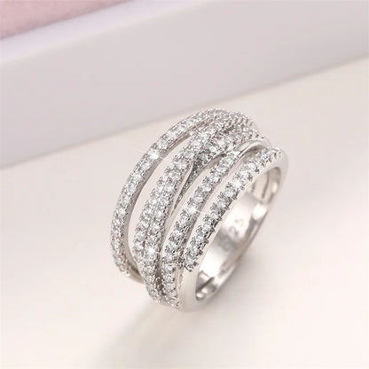 Women's Full Paved CZ Stone Wedding Bands Rings