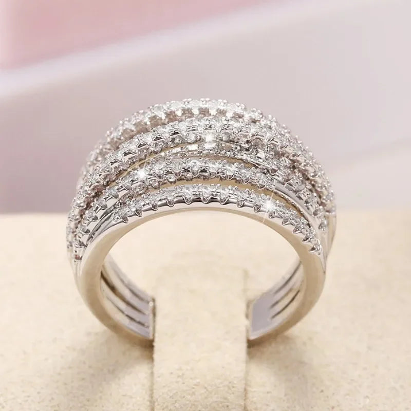 Women's Full Paved CZ Stone Wedding Bands Rings