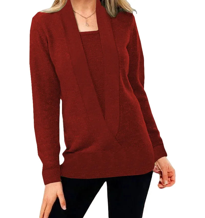Women's Full Sleeve Cotton Deep V-Neck Sweater