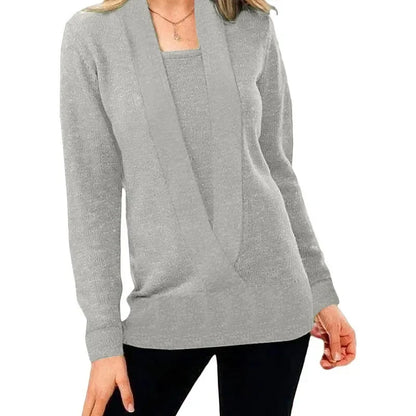 Women's Full Sleeve Cotton Deep V-Neck Sweater