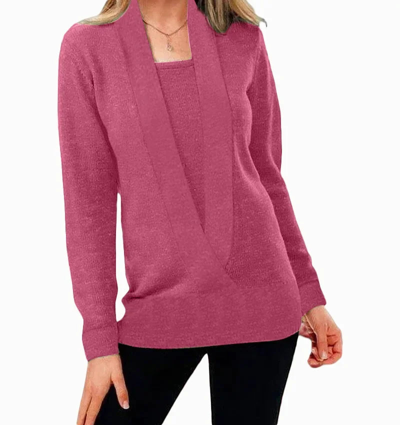 Women's Full Sleeve Cotton Deep V-Neck Sweater