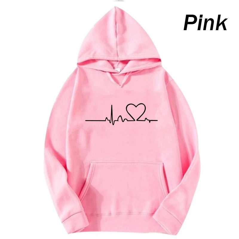 Women's Full Sleeve Heartbeat Print Hoodie