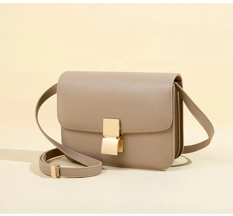 Women's Solid Color Genuine Leather Shoulder Bags