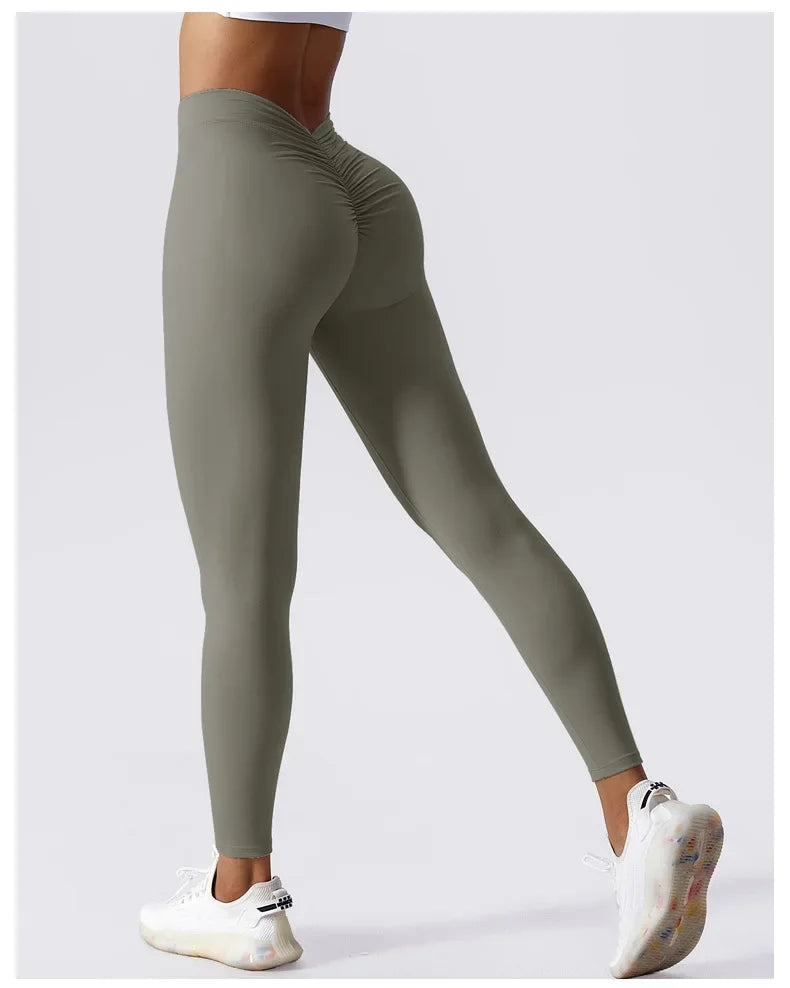 Women's High-Waisted Peach Leggings - Yoga Outerwear