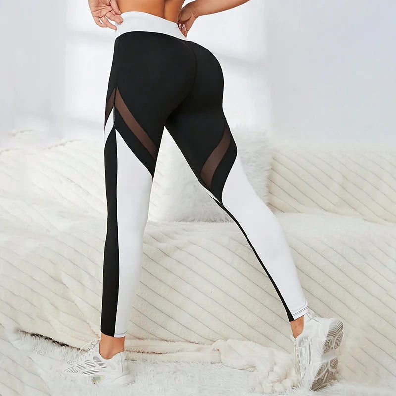 Women's High Waist Yoga Tummy Control Colorblock Leggings