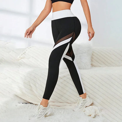 Women's High Waist Yoga Tummy Control Colorblock Leggings