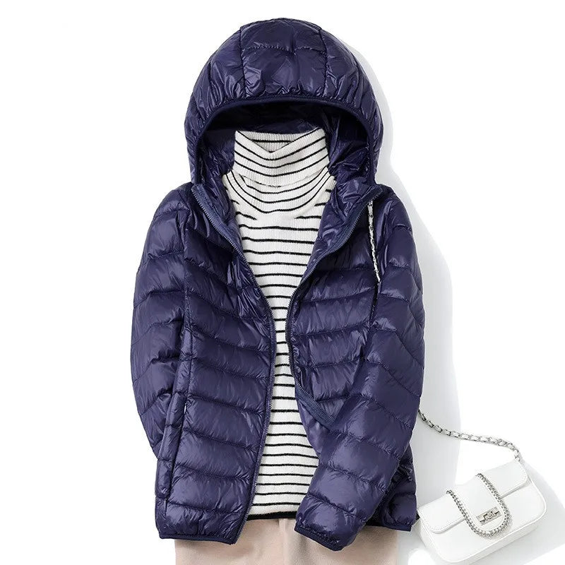 Women's Hooded Glossy Puffer Jacket