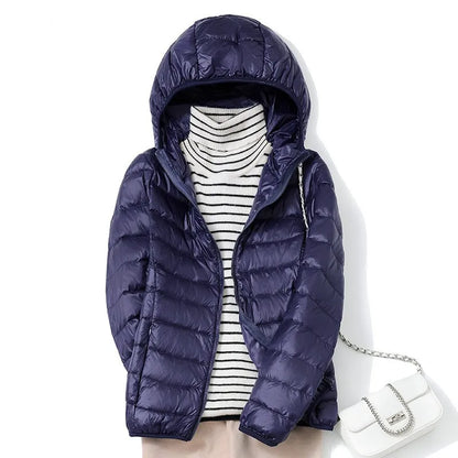 Women's Hooded Glossy Puffer Jacket