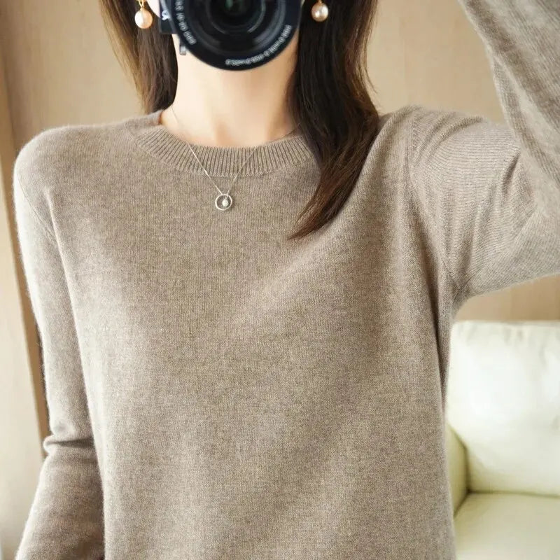 Women's Knit Bottoming CrewNeck Pullover Sweater
