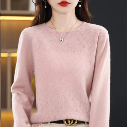 Women's Knitted Long Sleeve CrewNeck Cashmere Sweater