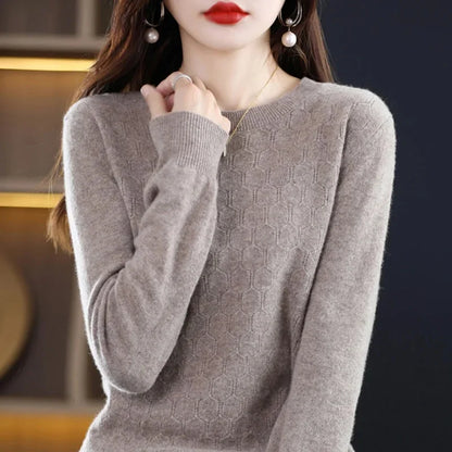 Women's Knitted Long Sleeve CrewNeck Cashmere Sweater