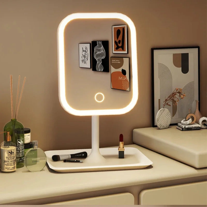 Women's LED Light Touching Bedroom Vanity Mirror