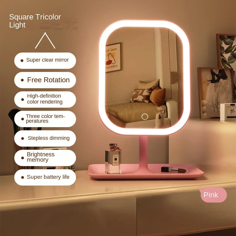 Women's LED Light Touching Bedroom Vanity Mirror