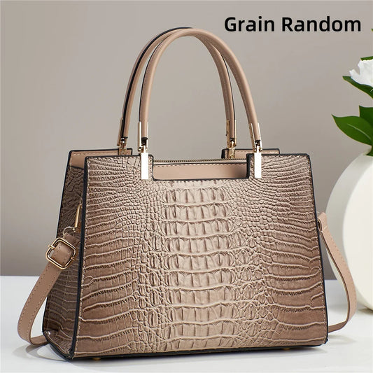 Women's Large Capacity Crocodile Pattern Shoulder Bag