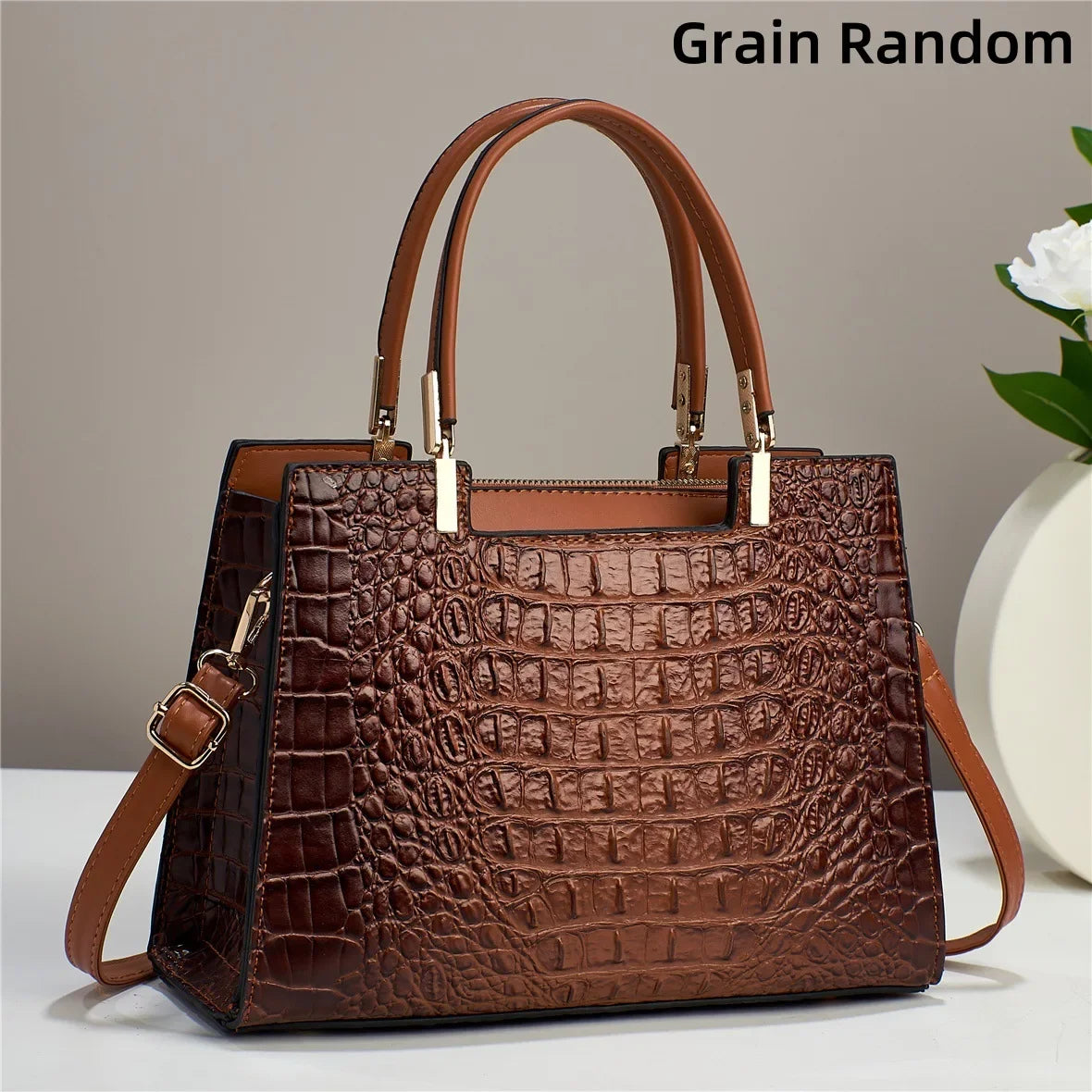 Women's Large Capacity Crocodile Pattern Shoulder Bag