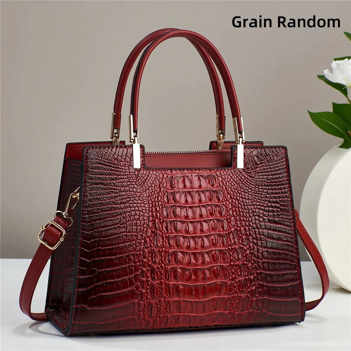Women's Large Capacity Crocodile Pattern Shoulder Bag