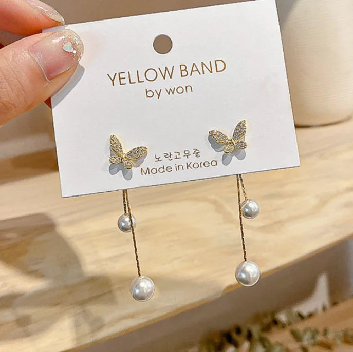 Women's LongChain Crystal Drop Earrings